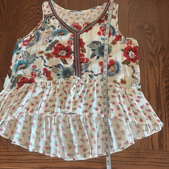 Patrons of Peace Anthropologie Floral boho babydoll top  sleeveless peplum L - Picture 10 of 11